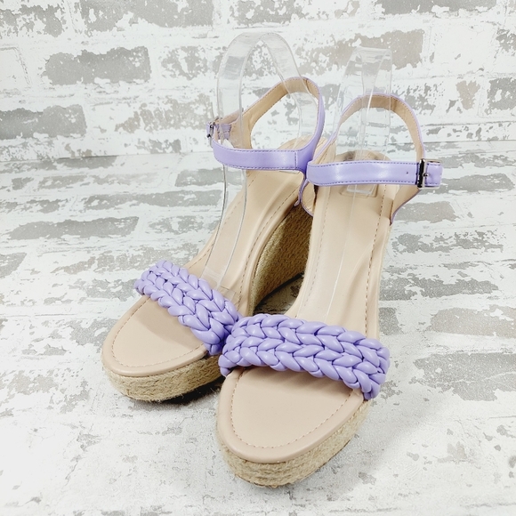 NEW BP. Goldie Purple Summer Braided Wedge Sandals X86 - Picture 2 of 9